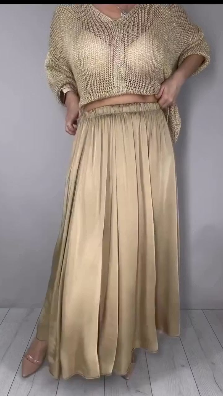 Conjunto de Suéter Corto de Punto Calado para Mujer