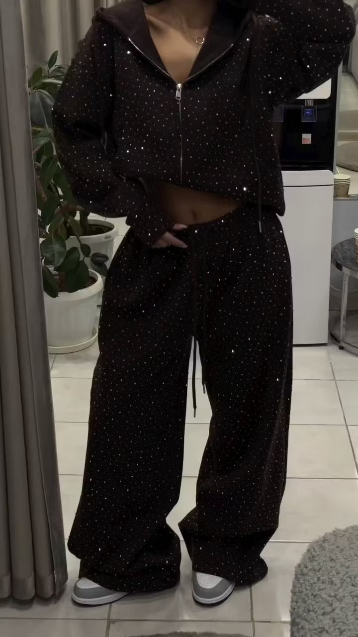 Conjunto Jogger Glam con Brillantes para Mujer